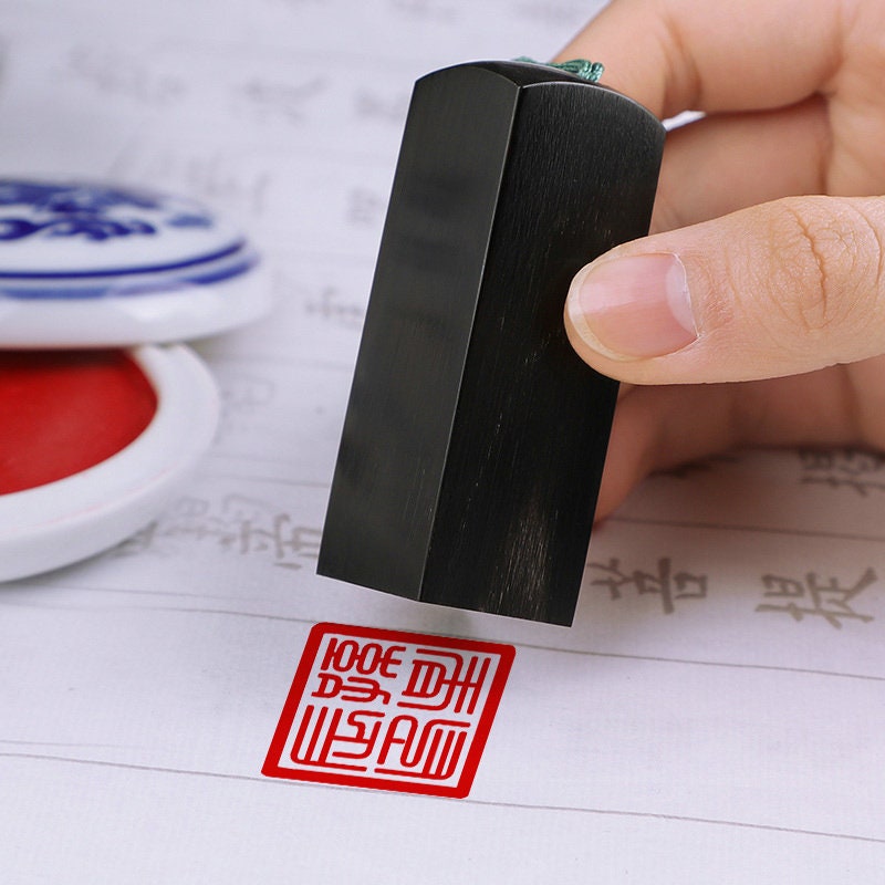 Black Horn Personal Name Stamp Custom English Japanese Chinese Names Stamp Calligraphy Signature Seal