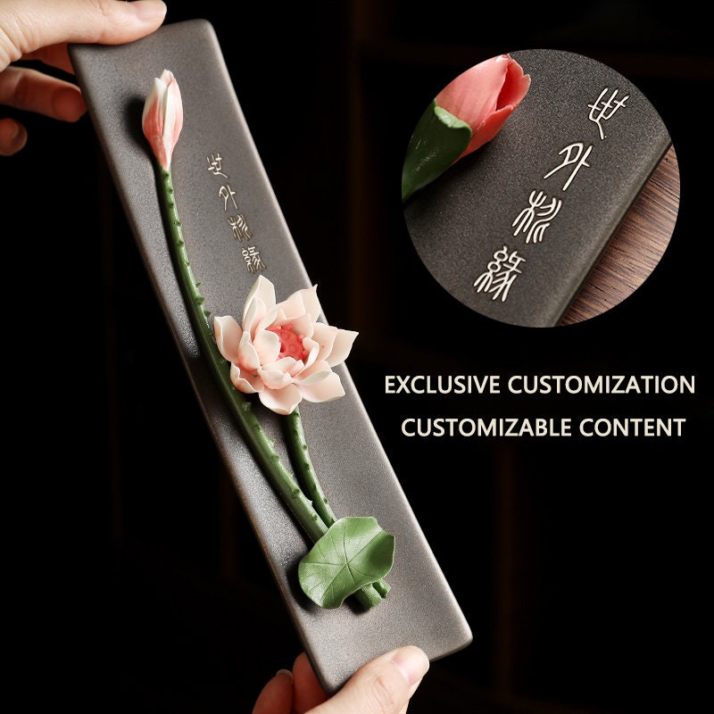 100% Handmade Ceramic Stick Incense Burner Holder,Ceramic lotus Incense,Many flowers to choose from,Adorable Home Decoration Accessories